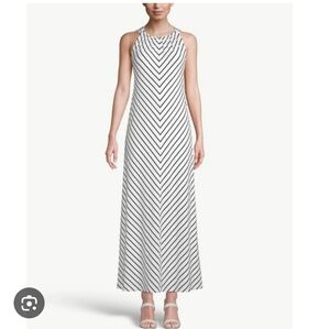 Chico's Black and White Striped Maxi Dress